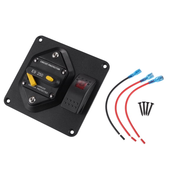 Unique Bargains 1 Set 250A Circuit Breaker Panel with Wire Screw for Boats Cars Trucks Buses ATVs RVs Stainless Steel