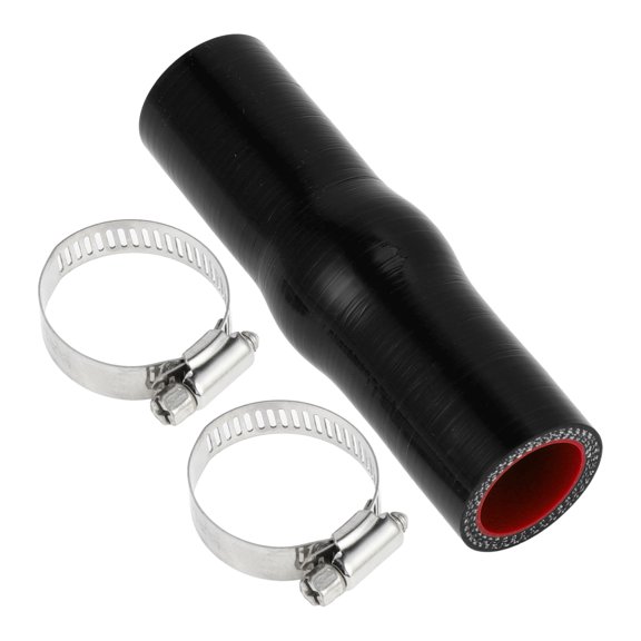 Unique Bargains 1 Set 25mm/0.98" ID 127mm Length Black Red Silicone Hose with Clamps Hump Hose Universal