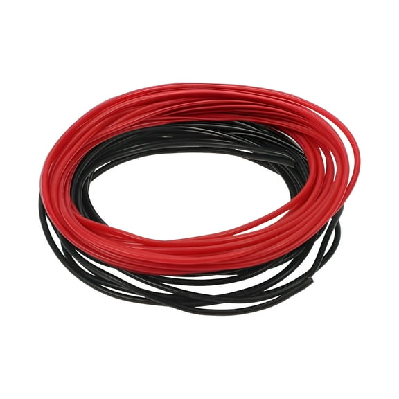 Unique Bargains 1 Set 26AWG Universal Ground Wire Car Radio, Automotive, Car speakers Power Wire Fully Insulated& Soft Touch Jacket TC Black,Red 10FT Black+10FT Red