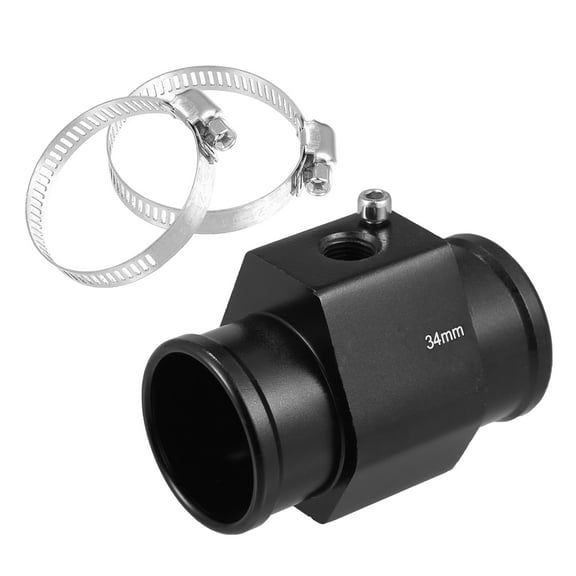Unique Bargains 1 Set 34mm Water Temp Temperature Joint Pipe Sensor Gauge Radiator Hose Adapter with 2 Hose Clamps