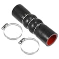 thumbnail image 1 of Unique Bargains 1 Set 35mm/1.38" ID 152mm Length Black Red Silicone Hose with Clamps Hump Hose Universal, 1 of 7