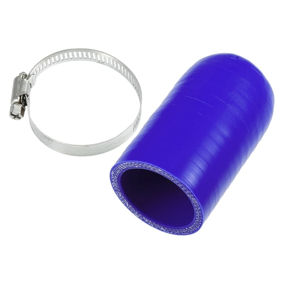 Unique Bargains 1 Set 42mm 1.65" ID Silicone Hose Cap W/ Clamp Intake Vacuum Hose End Plug for Car Silicone Blue