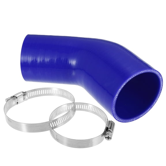Unique Bargains 1 Set 45 Degree 2.5 Inch to 3.0 Inch ID 4Ply Elbow Reducer Silicone Hose with Clamps Blue 63-76mm