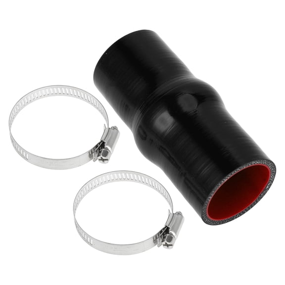 Unique Bargains 1 Set 45mm/1.77" ID 127mm Length Black Red Silicone Hose with Clamps Hump Hose Universal