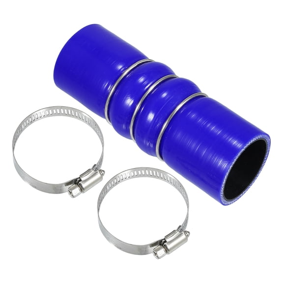 Unique Bargains 1 Set 45mm/1.77" ID 152mm Length Black Blue Silicone Hose with Clamps Hump Hose Universal