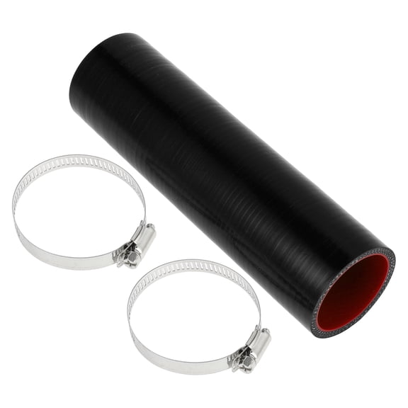 Unique Bargains 1 Set 48mm 1.89" ID 200mm 7.87" Length 0° Black Red Car Silicone Hose with Clamps Universal