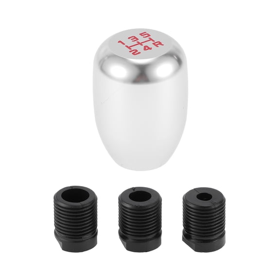 Unique Bargains 1 Set 5.4cm Universal Shift Knob - Car Gear Shifter Knob with 3 Adapter for 5 Speed Manual Transmission Vehicle Aluminum Alloy Silver Tone