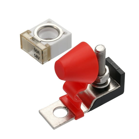 Unique Bargains 1 Set 50A Battery Fuse Terminal Fuse Block Kit Fuse Max Voltage 58V for Car Marine Boat