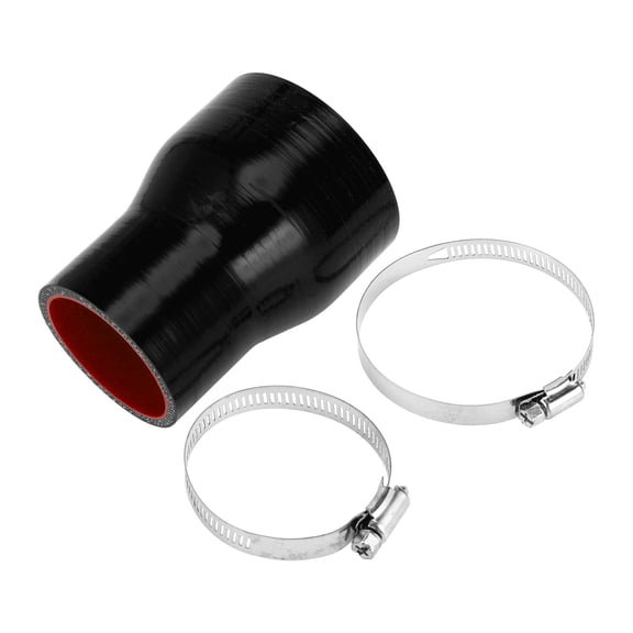 Unique Bargains 1 Set 51-70mm 2.01"-2.76" ID 100mm 3.94" Length 0° Black Red Car Silicone Hose with Clamps Universal