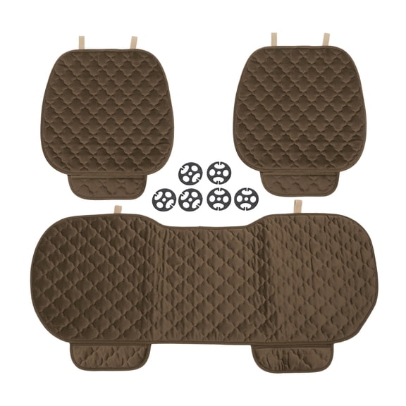 Unique Bargains 1 Set 51x58cm Universal Car Seat Cushion - for Car Travel Driving Seat Protection Pad Cover Anti-Slip - Polyester Brown