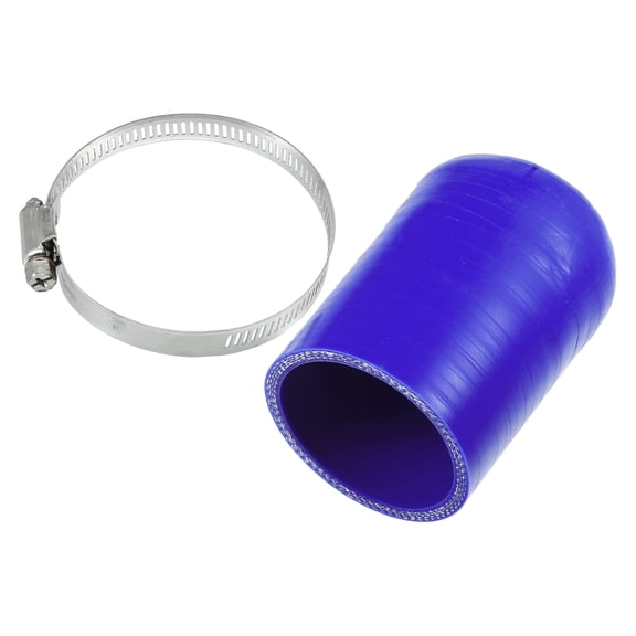 Unique Bargains 1 Set 55mm 2.17" ID Silicone Hose Cap W/ Clamp Intake Vacuum Hose End Plug for Car Silicone Blue