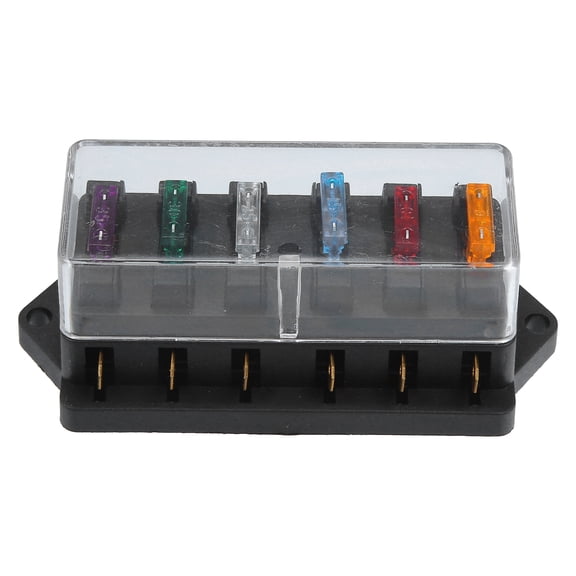 Unique Bargains 1 Set 6 Way Blade Fuse Block Box Holder W/ Negative Bus ATC/ATO Standard Circuit 10V-32V DC for Auto
