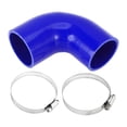 thumbnail image 1 of Unique Bargains 1 Set 60-65mm 2.36"-2.56" ID 90mm 3.54" Length 90° Blue Car Silicone Hose with Clamps Universal, 1 of 7