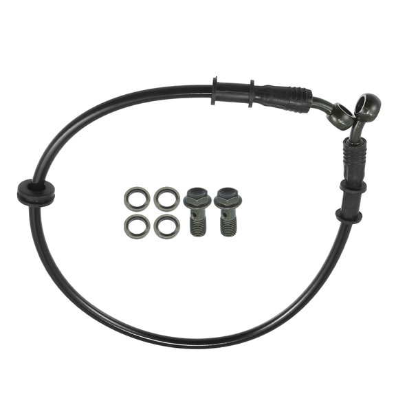Unique Bargains 1 Set 60cm 23.62" Universal Motorcycle Hydraulic Brake Oil Hose 28 28 Degree Oil Line Pipe Black