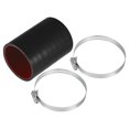 thumbnail image 1 of Unique Bargains 1 Set 65mm 2.56" ID 100mm 3.94" Length 0° Black Red Car Silicone Hose with Clamps, 1 of 7