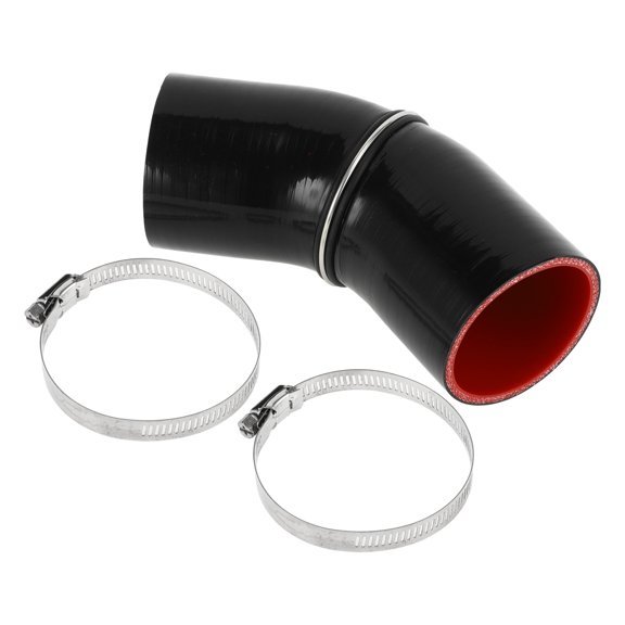 Unique Bargains 1 Set 68mm 2.68" ID 90mm 3.54" Length 45 Degrees Black Red Car Silicone Hose with Clamps Universal