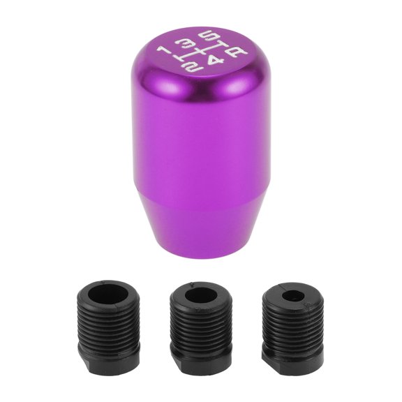 Unique Bargains 1 Set 6cm Shifter Knob - with 3 Adapter for 5 Speed Manual Vehicle - Aluminum Alloy Purple White