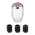 thumbnail image 1 of Unique Bargains 1 Set 6cm Shifter Knob - with 3 Adapter for 5 Speed Manual Vehicle - Aluminum Alloy Silver Tone Red, 1 of 7