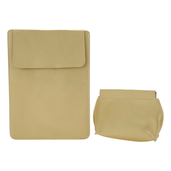 Unique Bargains 1 Set 7.9" Tablet and Laptop Sleeve with Accessories Pouch Gold Tone
