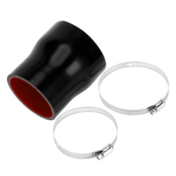 Unique Bargains 1 Set 70-83mm 2.76"-3.27" ID 100mm 3.94" Length 0° Black Red Car Silicone Hose with Clamps Universal