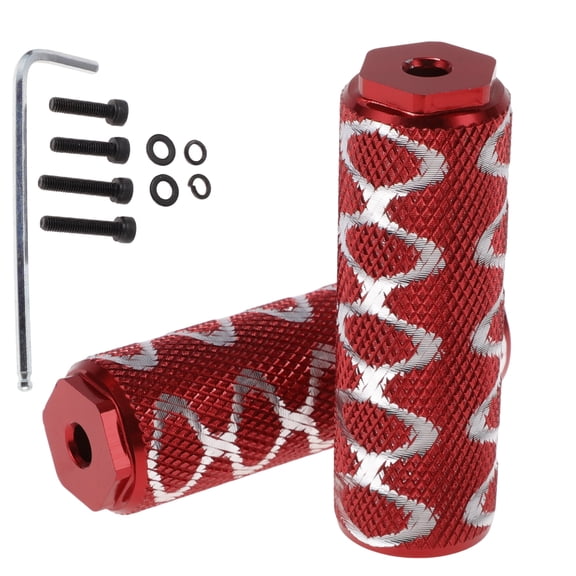 Unique Bargains 1 Set Aluminum Alloy Anti-Skid Bike Pegs 3" Length Circle Texture Bicycle Backseats Stands Cycling Foot Pegs M6 Axles Red