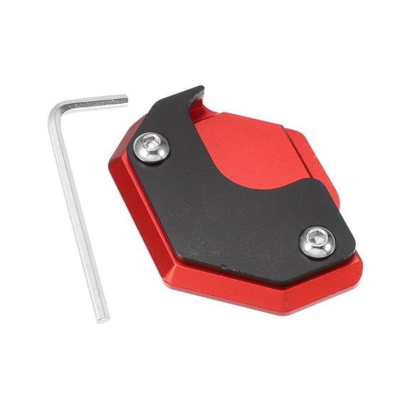 Unique Bargains 1 Set Aluminum Alloy Motorcycle Kickstand Plate Pad for Honda Cross Cub with Wrench Black Red