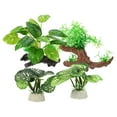 Unique Bargains 1 Set Aquarium Plastic Plants Driftwood Betta Silk