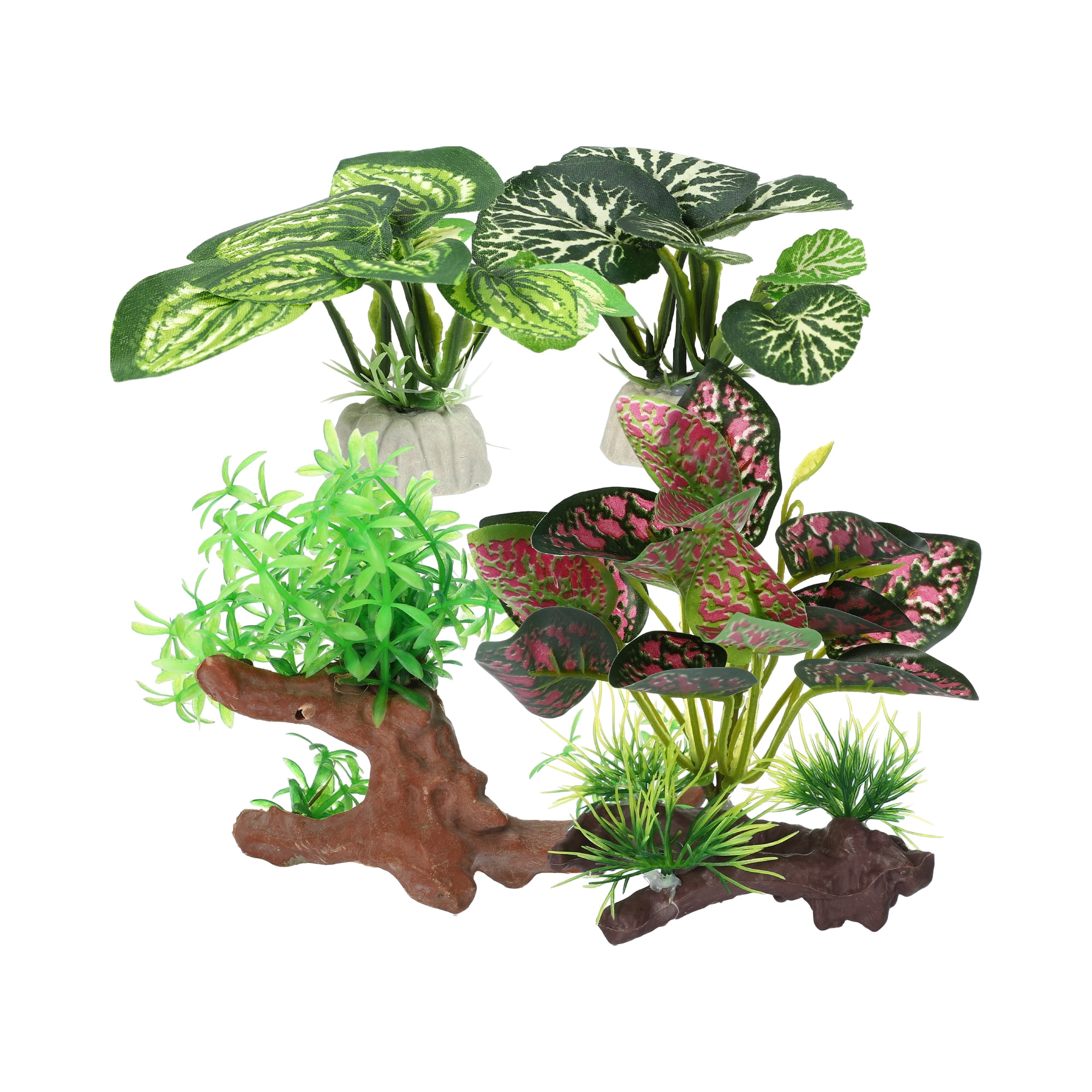 Unique Bargains 1 Set Aquarium Plastic Plants Silk Aquarium Plants for