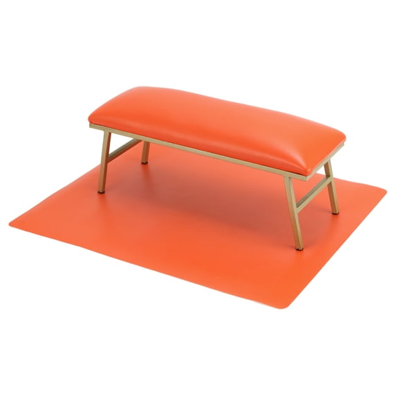Unique Bargains 1 Set Arm Rest for Nails Tech Non-Slip Nail Arm Rest Manicure Hand Rest with Nail Table Mat Orange