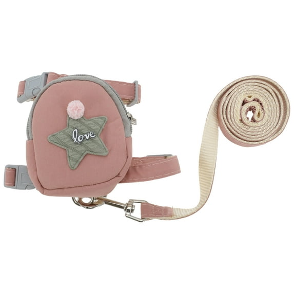 Unique Bargains 1 Set Backpack Pet Leash Kit Durable Dog Leash Kit for Dog Pink Large