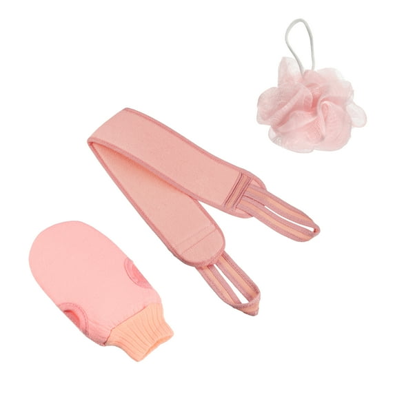 Unique Bargains 1 Set Bath Brush Set Body Scrubber Set for Bath for Shower 8.66"x4.72" Pink
