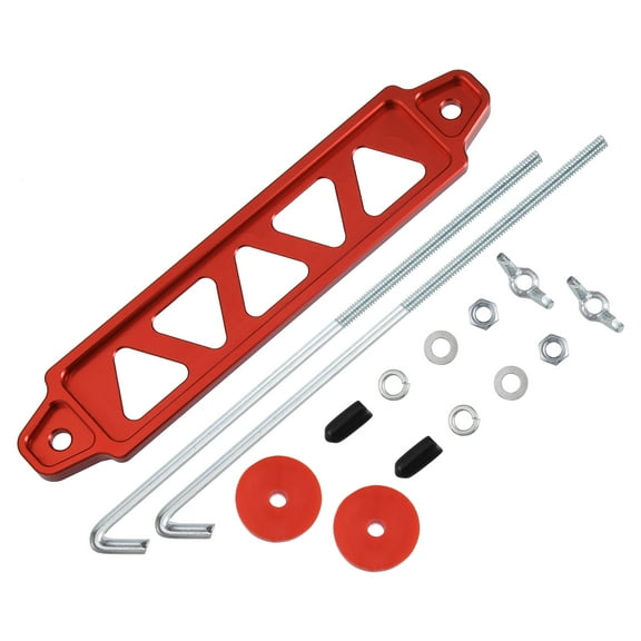 Unique Bargains 1 Set Battery Hold Down Bracket Tray Tie Down Kit Car Hold Down Washers Nuts Kit with 10in J Bolts Red
