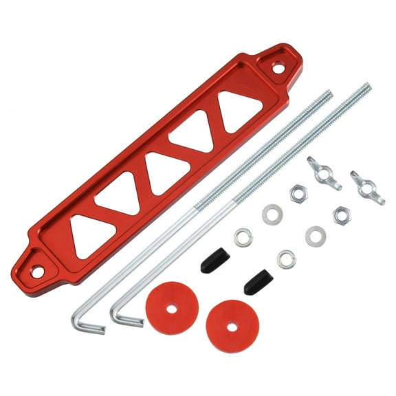 Unique Bargains 1 Set Battery Hold Down Bracket Tray Tie Down Kit Car Hold Down Washers Nuts Kit with 8in J Bolts Red