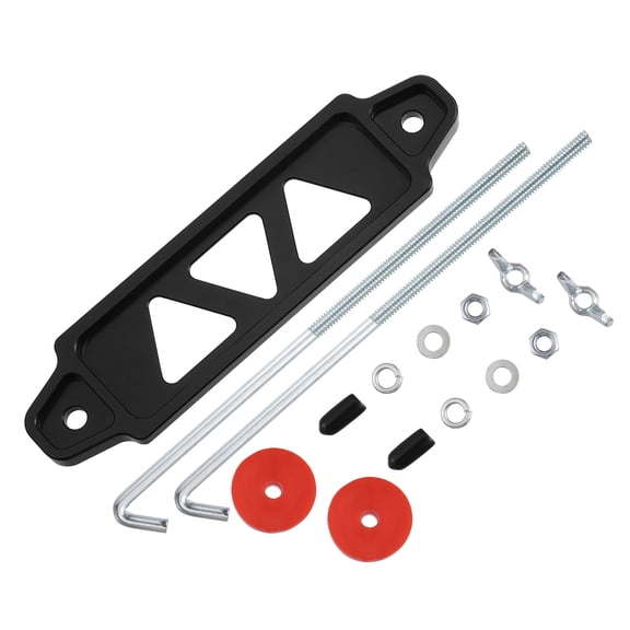 Unique Bargains 1 Set Battery Hold Down Bracket Tray Tie Down Kit Car Hold Down Washers Nuts Kit with 8in J Hooks Black