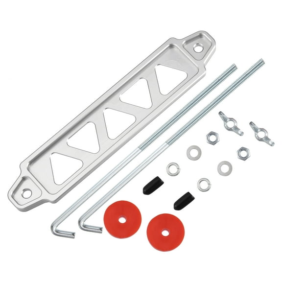 Unique Bargains 1 Set Battery Hold Down Bracket Tray Tie Down Kit Car Washers Nuts Kit with 8in J Bolts Silver Tone