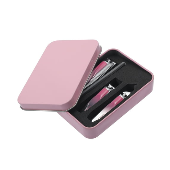Unique Bargains 1 Set Beautiful Box Nail Clipper Kit Toenail Clippers Gradient Pink