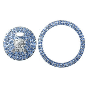 Universal Engine Start Stop Button Cover, Car One Click Push Start Button Ring Sticker Faux Crystal Rhinestone Ignition Button Trim Blue, 1 Set