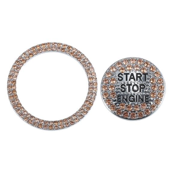 Unique Bargains 1 Set Bling Car Engine Start Stop Button Cover One Click Push Start Button Orange