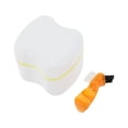 thumbnail image 1 of Unique Bargains 1 Set Braces Box Denture Bath Case Cup with Denture Cleaner Brush Yellow Orange, 1 of 2