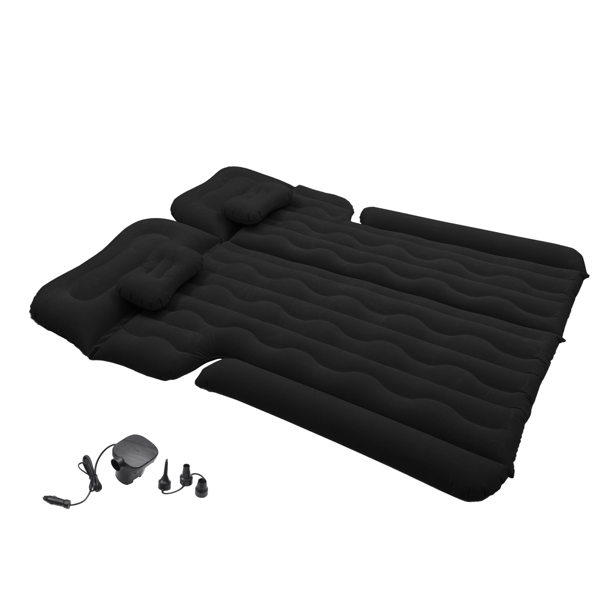 Unique Bargains 1 Set Car Air Mattress Camping Bed Air Bed Mat Sleeping Mat with Air Pump for Car Travel Camping Black