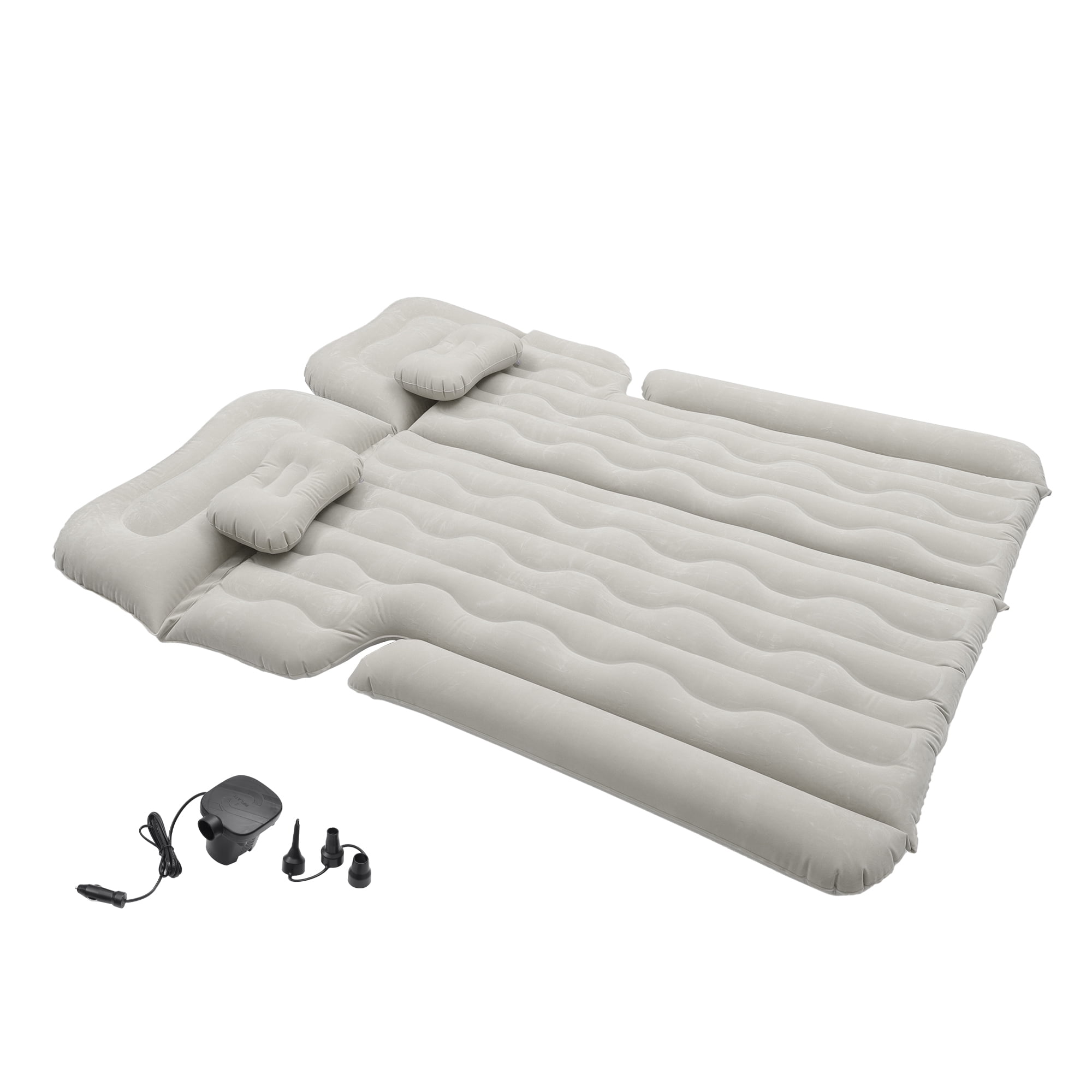 Unique Bargains 1 Set Car Air Mattress Camping Bed Air Bed Mat Sleeping Mat with Air Pump for Car Travel Camping Gray