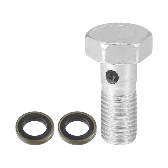 Unique Bargains 1 Set Car Brake Line Fitting Adapter 0.94" Length M8x1.0 Brake Line Thread Single Hollow Bolt