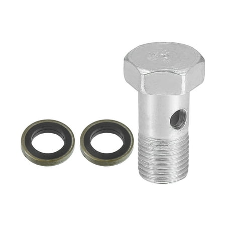 Unique Bargains 1 Set Car Brake Line Fitting Adapter 0.98" Length M10x1.0 Brake Line Thread Single Hollow Bolt