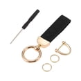 thumbnail image 1 of Unique Bargains 1 Set Car Keychain Universal Key Chain with Ring for Key Fobs for Women Faux Leather Black Gold Tone, 1 of 6