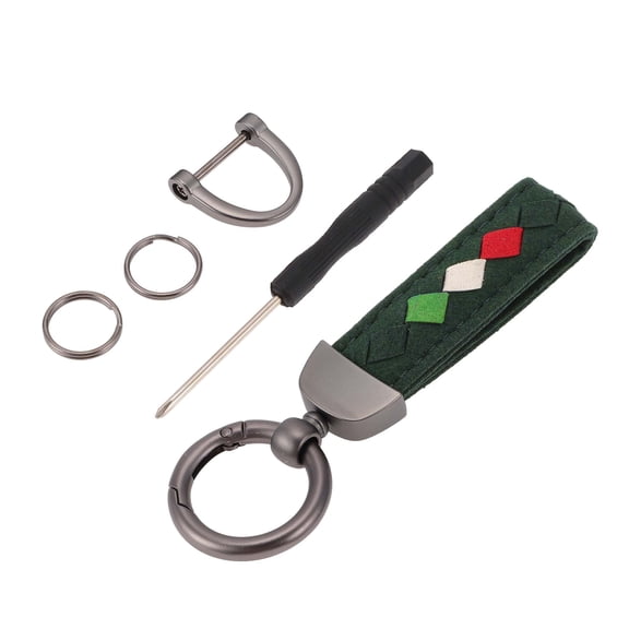 Unique Bargains 1 Set Car Keychain Universal Key Chain with Ring for Key Fobs for Women Faux Leather Dark Green