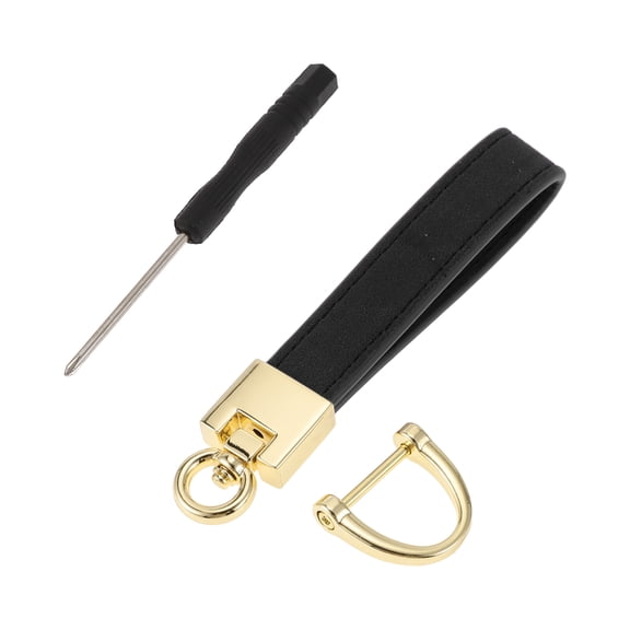 Unique Bargains 1 Set Car Keychain Universal Key Chain with Ring for Key Fobs for Women Zinc Alloy Black Gold Tone