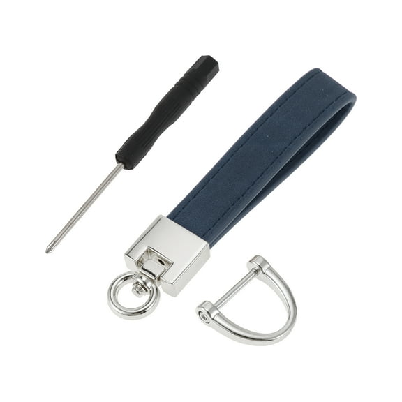 Unique Bargains 1 Set Car Keychain Universal Key Chain with Ring for Key Fobs for Women Zinc Alloy Blue Silver Tone