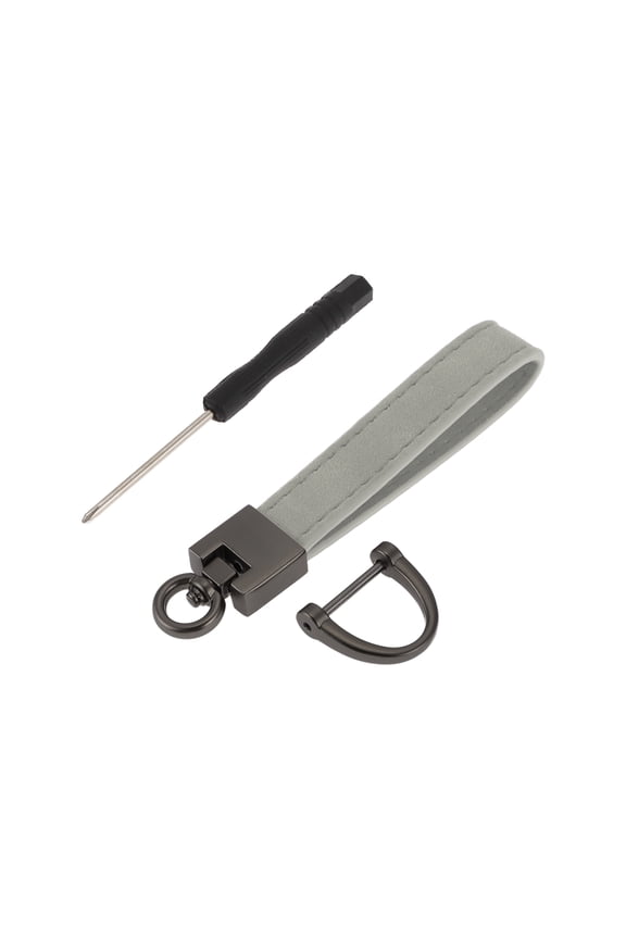 1 Set Car Keychain Universal Key Chain with Ring for Key Fobs for Women Zinc Alloy Faux Leather Gray