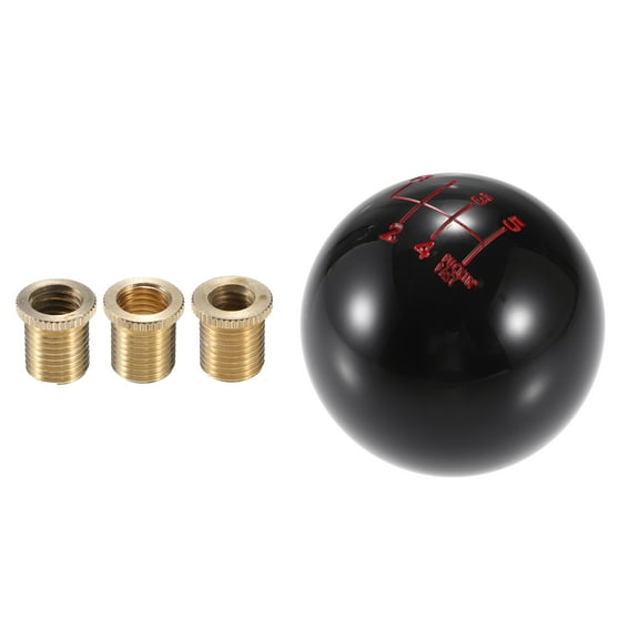 Unique Bargains 1 Set Car Manual 5 Speed Ball Gear Shift Knob Round Shifter Universal for Cars Black with Adapter