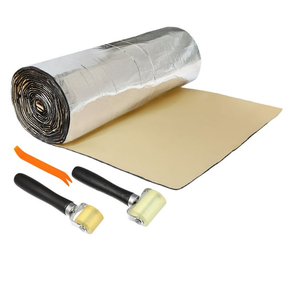 unique bargains 1 set automobile noise insulation mat 5mm door hood engine heat insulation w/ roller push tool 100x60cm 40 x24